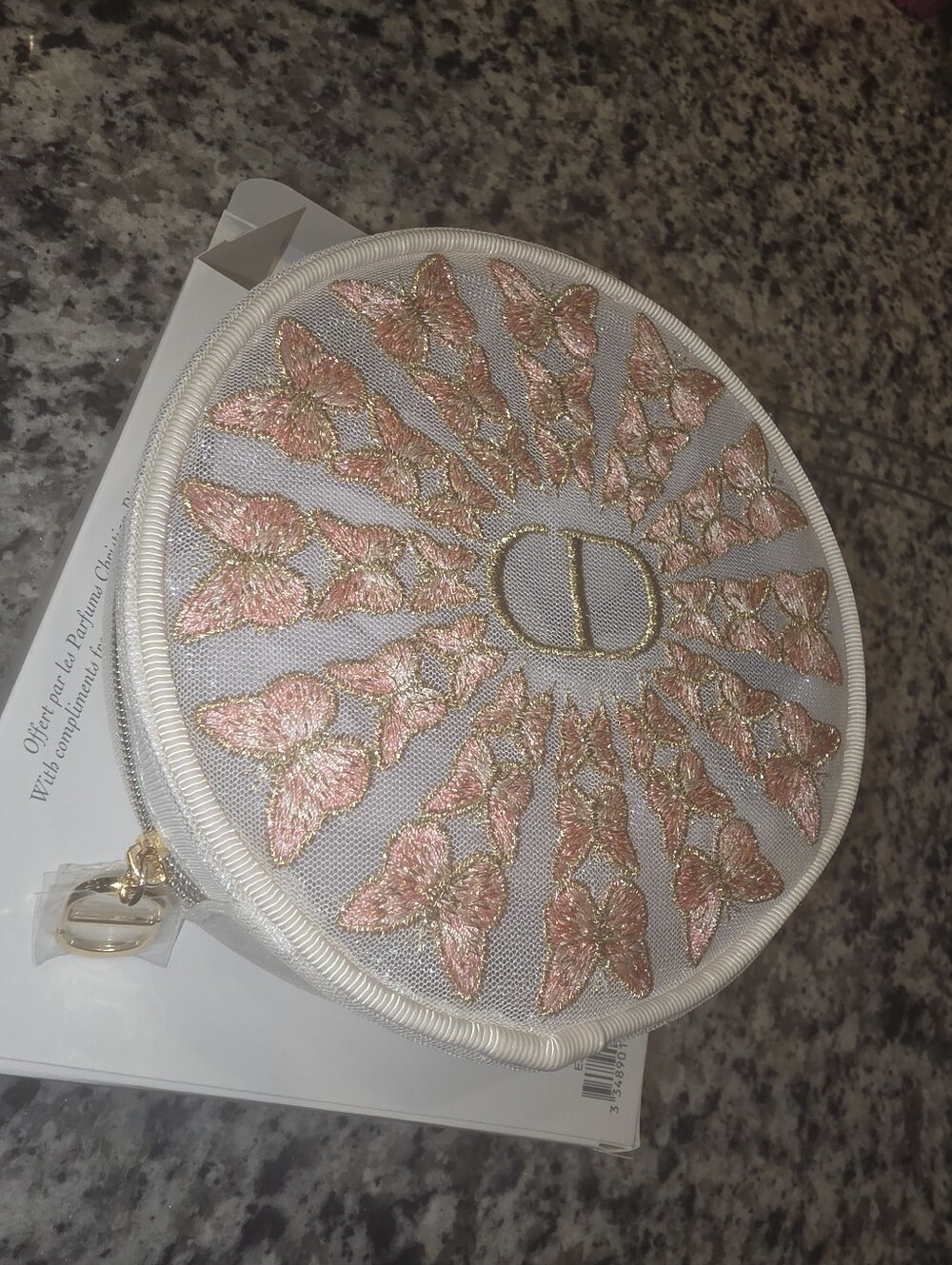 NEW DIOR Parfums Butterfly Embroidered Metallic Cosmetic Pouch! - Picture 2 of 13